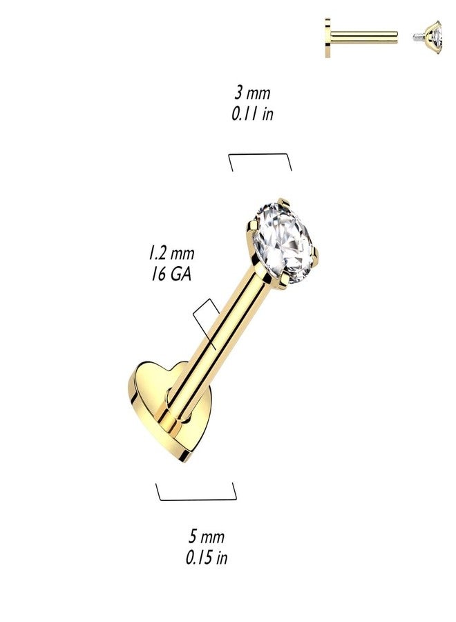 Pierced Owl 16GA ASTM F-136 Implant Grade Titanium Internally Threaded CZ Crystal Top with Heart Shaped Flat Back Stud (Black/Vitrail Medium) - Image 2