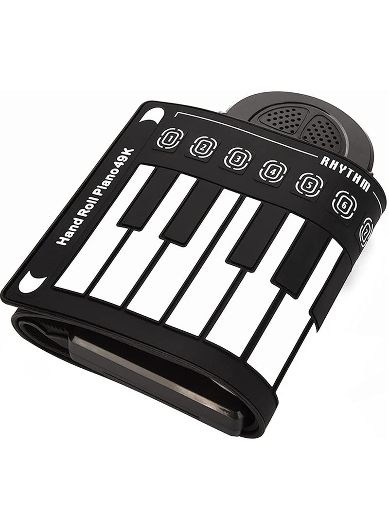 Generic 49 Keys Rolling Up Piano, Plastic + Silicone Portable Piano Keyboard for Beginners, Electronic Piano Keyboard Flexible Classic Toy, Hand Roll Piano Keyboard with 6 Demo Songs and 16 Timbres (Black)  - Image 5