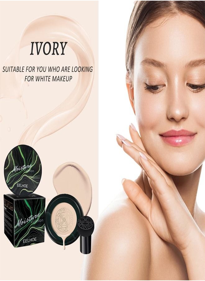 EELHOE Mushroom Head Air Cushion BB Cream,Facial Concealer,Brightening And Moisturizing Natural Nude Makeup Foundation (Ivory)  - Image 2