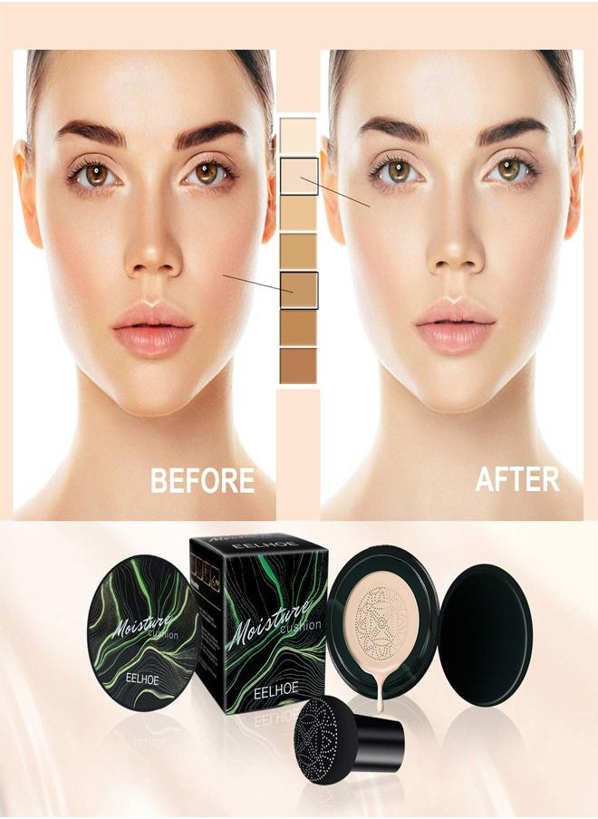 EELHOE Mushroom Head Air Cushion BB Cream,Facial Concealer,Brightening And Moisturizing Natural Nude Makeup Foundation (Ivory)  - Image 3