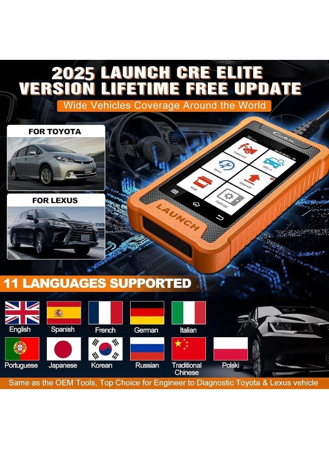 LAUNCH Creader Elite Bi-Directional OBD2 Scanner for Toyota Lexus, 2025 Full System Diagnostic Scan Tool - Image 5