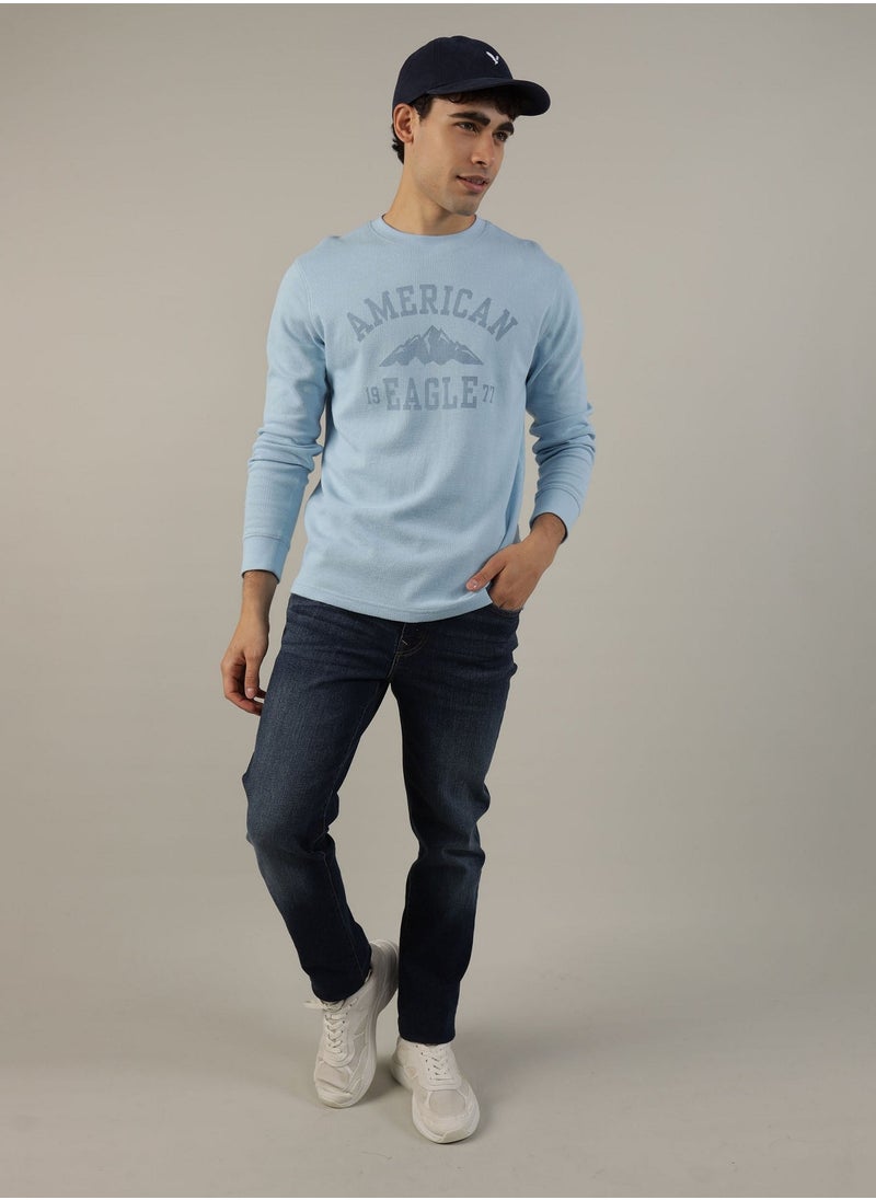 American Eagle AE Long-Sleeve Logo Graphic Thermal T-Shirt  - Image 1