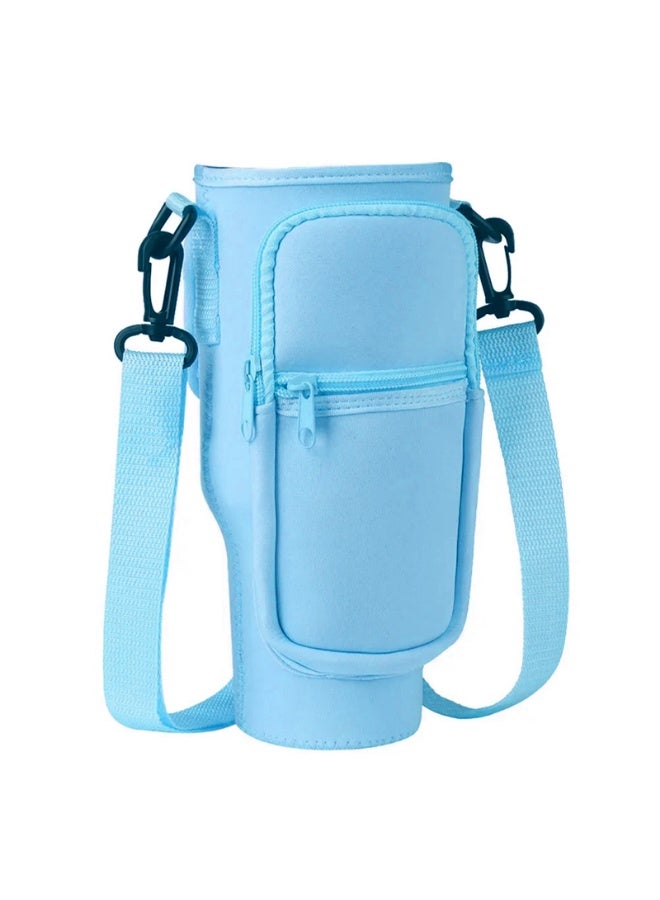 Generic Water Bottle Bag for 40 Oz Tumbler, Bottle Pouch Holder with Pocket and Adjustable Shoulder Strap for Stanley,Blue - Image 3