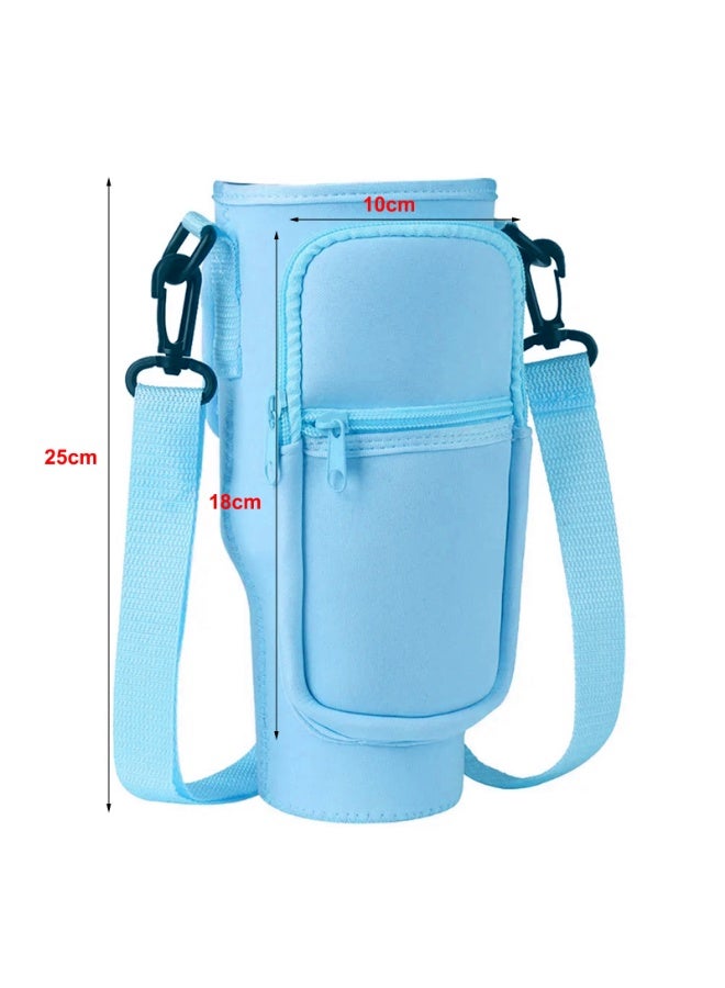 Generic Water Bottle Bag for 40 Oz Tumbler, Bottle Pouch Holder with Pocket and Adjustable Shoulder Strap for Stanley,Blue - Image 4