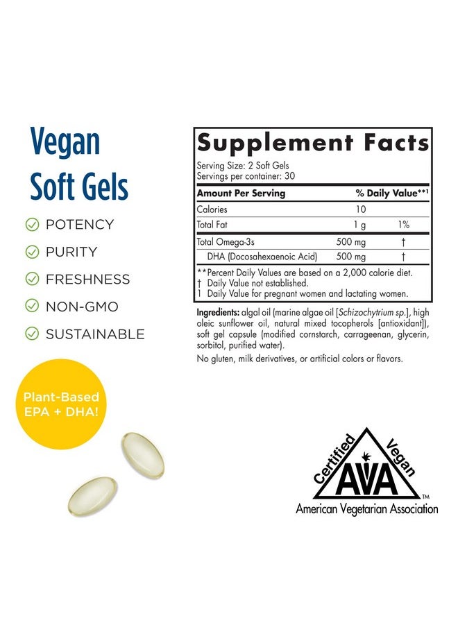 NORDIC NATURALS - Vegan Prenatal Dha Unflavored 60 Soft Gels 500 Mg Plantbased Dha Supports Brain Development In Babies & Healthy Pregnancy Nongmo 30 Servings - Image 1