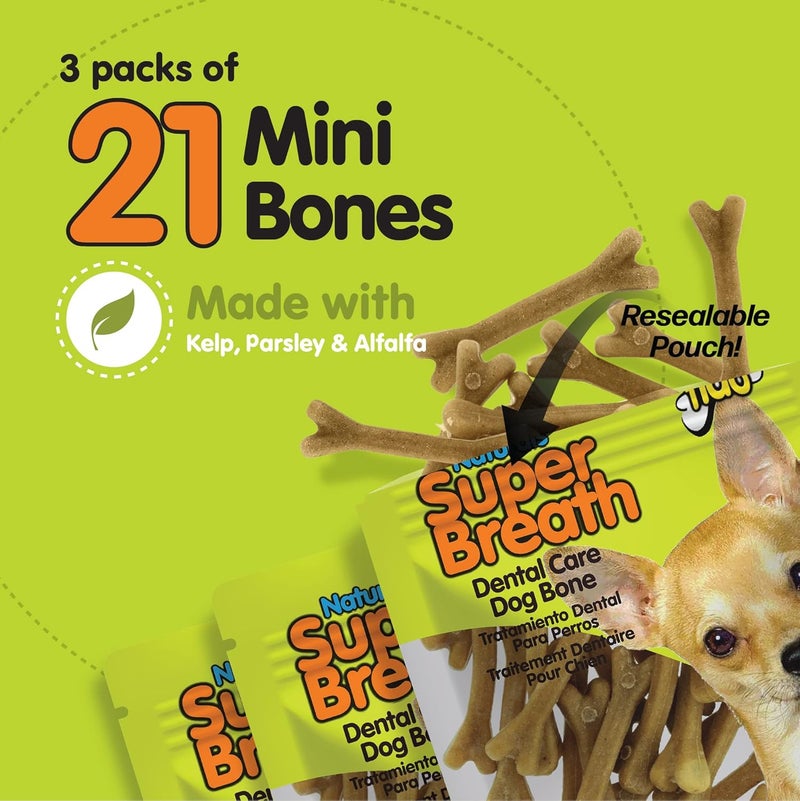 FIDO NATURALS Super Breath Dental Care Bones for Dogs - 21 Treats/Pack (3 Pack) - Dog Dental Treats for Small Dogs, Made in USA, Dog Dental Chews Help Reduce Plaque, Tartar Buildup & Freshens Breath - Image 4