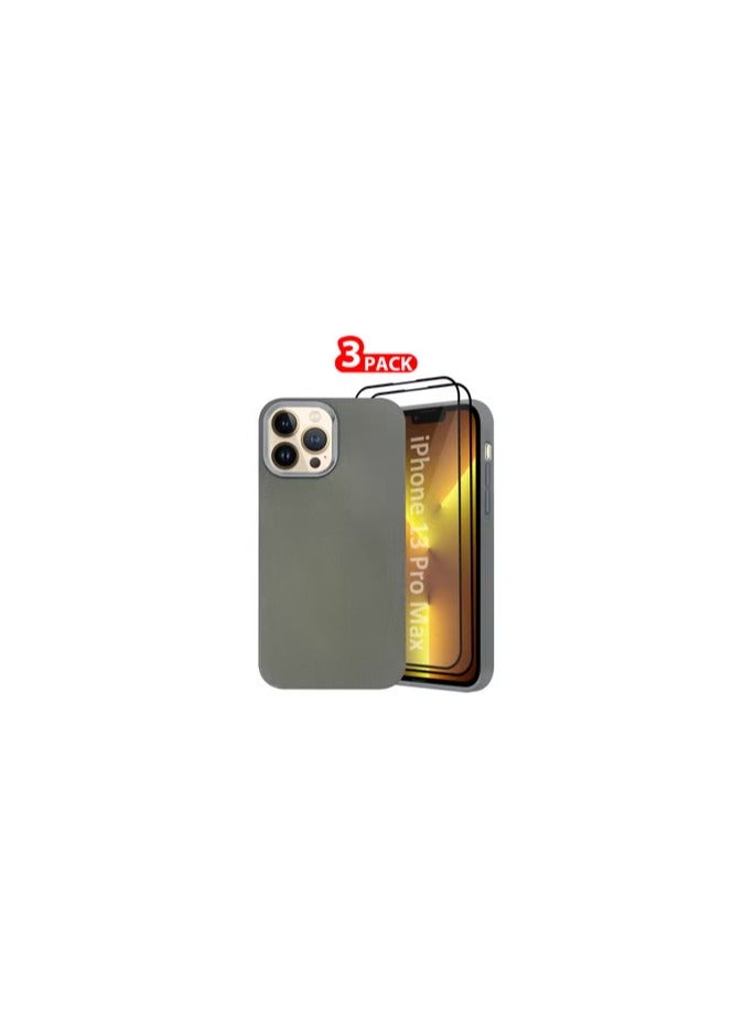 CATANES iPhone 13 Pro Max 3 Pack Vegan Leather Case, 1 Cover with 2 Screen Protectors, Slim Fit, Raised Edges for Camera and Screen Protection - Image 1