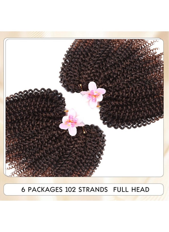 Quantum Love - Uantum Love Kinky Curly Crochet Hair Short Marlybob Jerry Curl Ombre Brown Hair Extension For Black Women Short Passion Twist Synthetic Hair Extension (6 Pack 10 Inches) - Image 1
