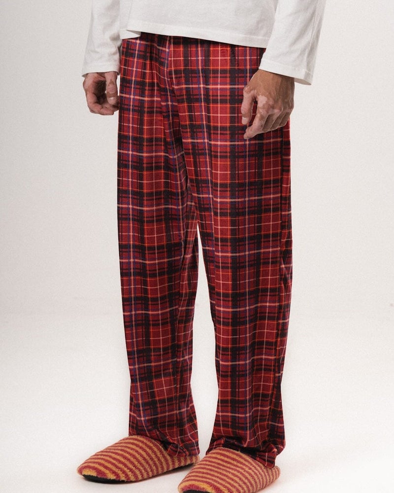 In Your Shoe Red Plaid Fluffy Pyjama Pants - Image 4
