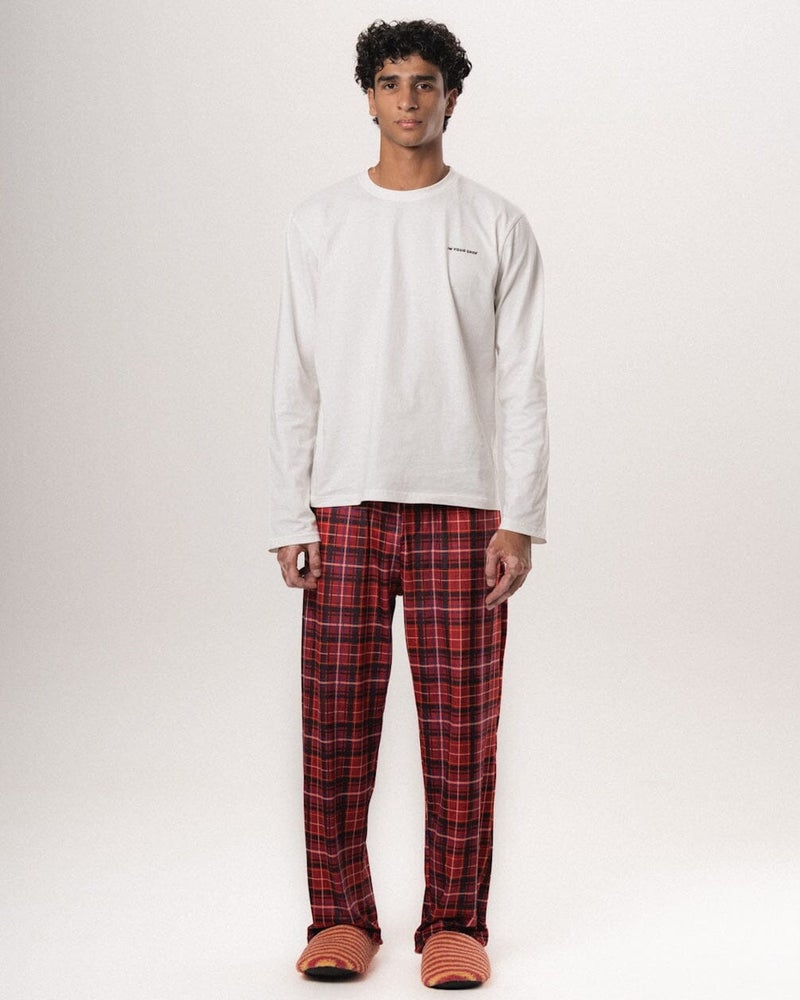 In Your Shoe Red Plaid Fluffy Pyjama Pants - Image 5