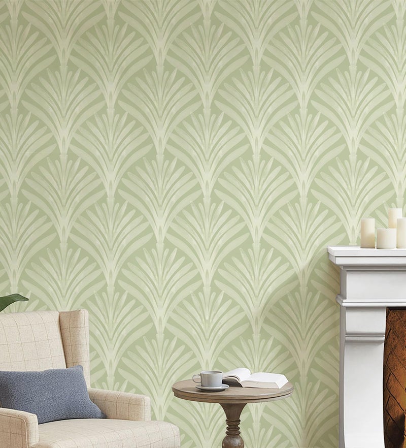 Hopepak Peel and Stick Wallpaper Sage Green Leaf Contact Paper Boho Self Adhesive Wall Paper Removable Renter Friendly Wallpaper for Bedroom Bathroom Cabinet Vinyl Rolls 16.1''x78.7'' - Image 4