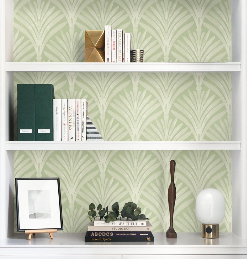 Hopepak Peel and Stick Wallpaper Sage Green Leaf Contact Paper Boho Self Adhesive Wall Paper Removable Renter Friendly Wallpaper for Bedroom Bathroom Cabinet Vinyl Rolls 16.1''x78.7'' - Image 5
