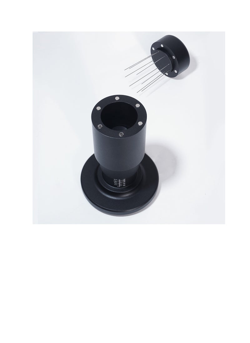 Stainless Steel 2 in 1 Coffee Tamper and Magnetic WDT Attachment, Adjustable Height Clear Scale, Spring Tamper, Barista Tools, for Espresso. 51mm
