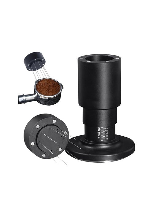 Stainless Steel 2 in 1 Coffee Tamper and Magnetic WDT Attachment, Adjustable Height Clear Scale, Spring Tamper, Barista Tools, for Espresso. 51mm