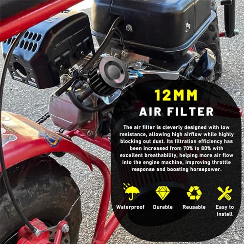 Suvnie 12mm Mini Air Filter, Universal Motor Cold Air Intake Filter Breather, Auto Turbo Vent Intake Filter Cleaner, Crankcase Breather Car Accessories for Motorcycle Engine Parts (Black) - Image 4