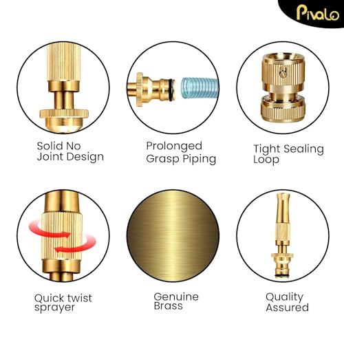 Pivalo Brass Nozzle Water Spray Gun Adjustable Twist Jet Hose Powerful Pressure Booster Washer Multipurpose for Gardening & Washing Care Bike - 1 Pc - Image 4