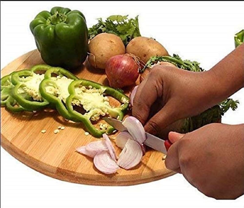Replex Wooden Chopping Board Reversible Round Cutting Boards for Kitchen Serving Board Vegetable Fruit Chopping Tray 28W x15H cm - Image 3