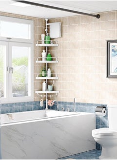 Taimi 4-Tier Corner Shower Caddy Shower Tension Pole Caddy Stainless Steel with Adjustable Shelves & Rustproof Shower Organizer Corner for Bathroom, New Concept Non-Slip Silicone Mat  - Image 4