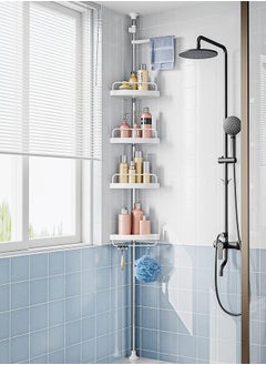 Taimi 4-Tier Corner Shower Caddy Shower Tension Pole Caddy Stainless Steel with Adjustable Shelves & Rustproof Shower Organizer Corner for Bathroom, New Concept Non-Slip Silicone Mat  - Image 2