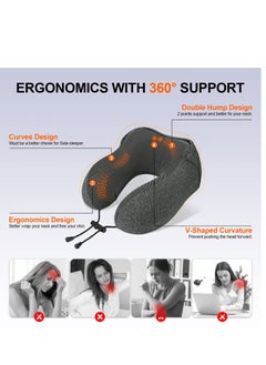 Excefore Neck Pillow for Travel, Memory Foam Travel Pillow with Hood, Adult Airplane Pillow for Head Rest Neck Support, Portable Pillow for Office Cars Trains Long Flights Sleeping, Deep Grey  - Image 3