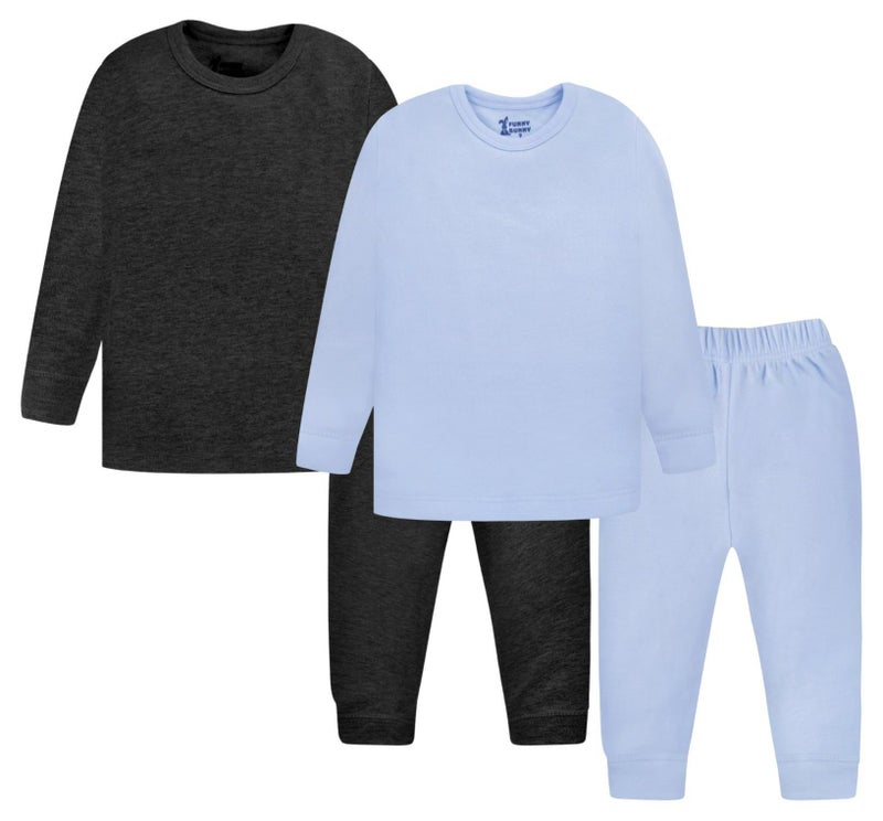 Funny Bunny Pack of 2 Kids Cotton Thermal Long Sleeve and Pants Pyjama Set - Image 1