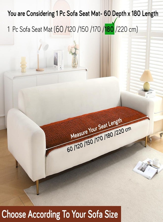 HOKIPO Poly Velvet Thick Sofa Cover Mats for 1/2/3 Seater Sofa and L Shape. Make Your Own Sofa Cover Set, Mat Length 60(D) X 180(L) Cm, Rust Brown (In-761-Rbr) - Image 5