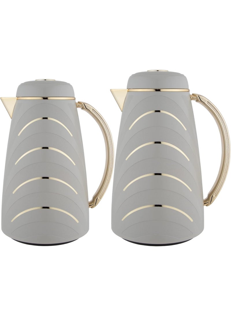 Alsaif Muhra Thermos Set, 2 pieces (1 liter, 0.7 liters), Gray, by Al Saif - Image 1