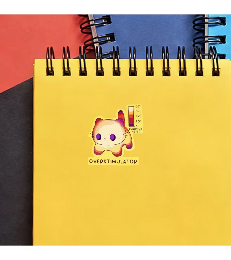 Overstimulator Cat Sticker Scratch Resistant Durable 1pc Laptop Scooter - Image 2