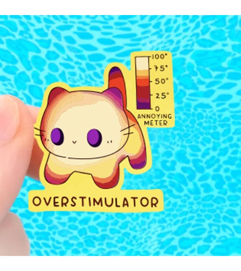 Overstimulator Cat Sticker Scratch Resistant Durable 1pc Laptop Scooter - Image 1