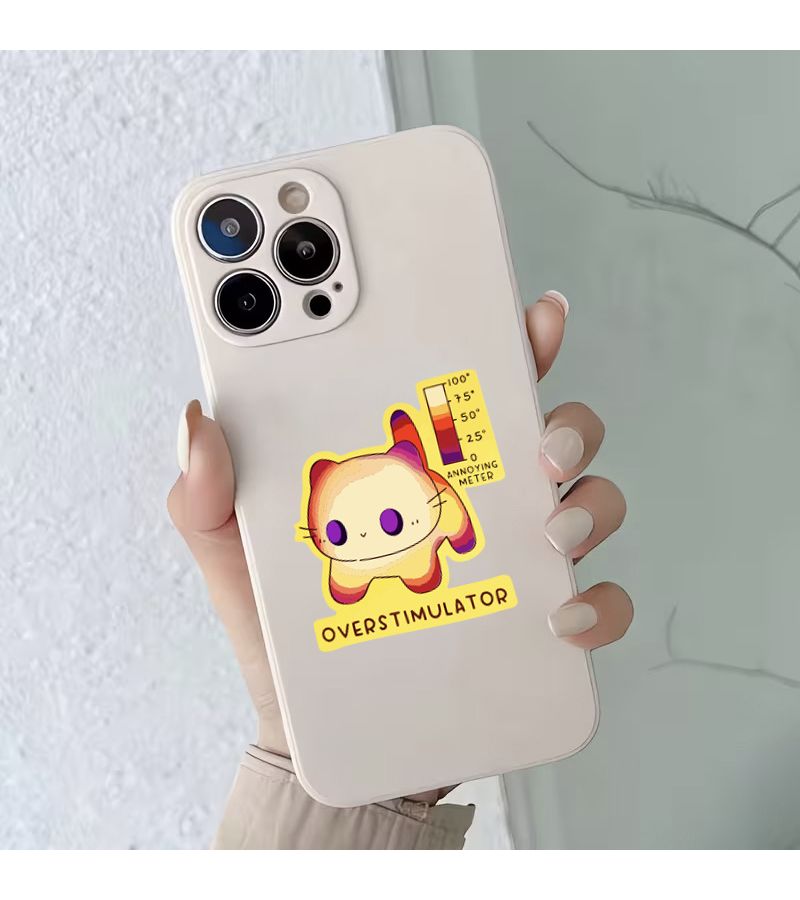 Overstimulator Cat Sticker Scratch Resistant Durable 1pc Laptop Scooter - Image 5