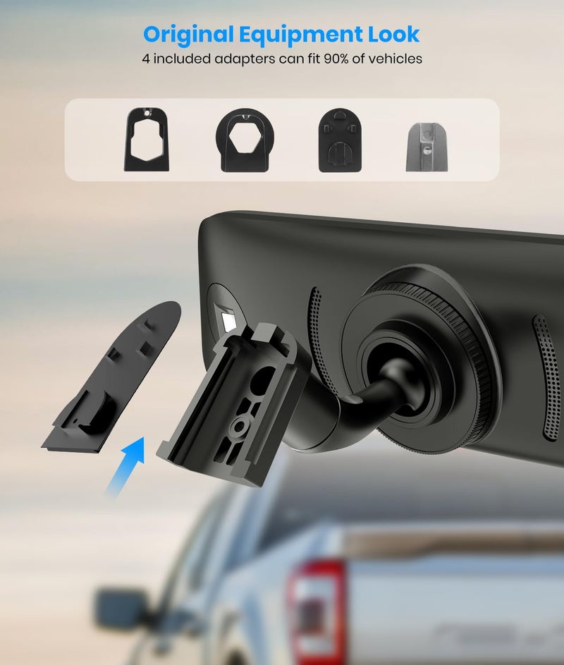 AUTO-VOX T9PRO OEM Rear View Mirror Camera with Detached Front Lens, 9.35" Full Laminated Touch Screen Mirror Dash Cam Front and Rear with No Glare, Super Night Vision Backup Camera for Car/Truck - Image 2