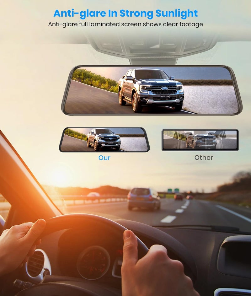 AUTO-VOX T9PRO OEM Rear View Mirror Camera with Detached Front Lens, 9.35" Full Laminated Touch Screen Mirror Dash Cam Front and Rear with No Glare, Super Night Vision Backup Camera for Car/Truck - Image 3