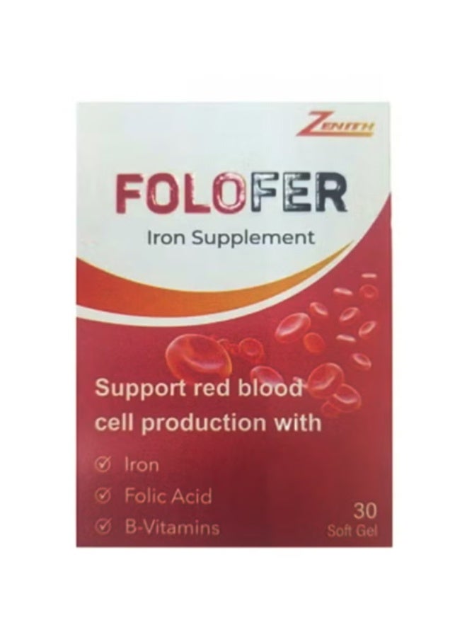 Zenith Folofer Iron Supplement 30 Softgels