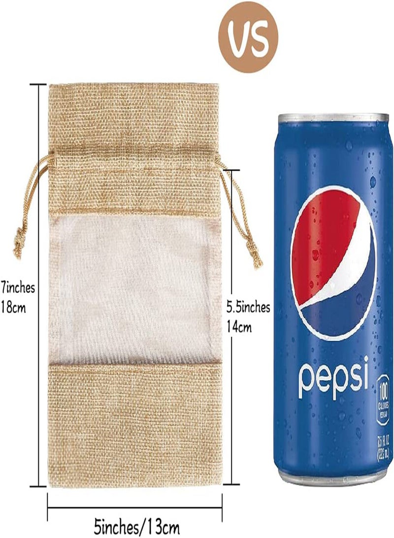 Burlap Drawstring Gift Bags with Clear Window, 12pcs 5x7" Jute Pouches for Candy, Jewelry, Party Favors, DIY Crafts, Birthdays, Weddings, and Small Items Organization  - Image 4
