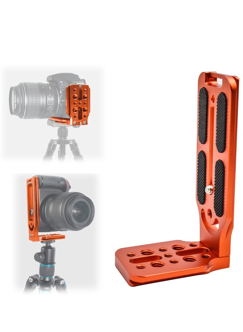 KASTWAVE DSLR Camera L Bracket Quick Release Plate Vertical Horizontal Switching Tripod Quick Release Board Compatible with Canon / Nikon / Sony / DJI / Osmo / Ronin / Zhiyun Stabilizer Tripod Monopod (Orange) - Image 1