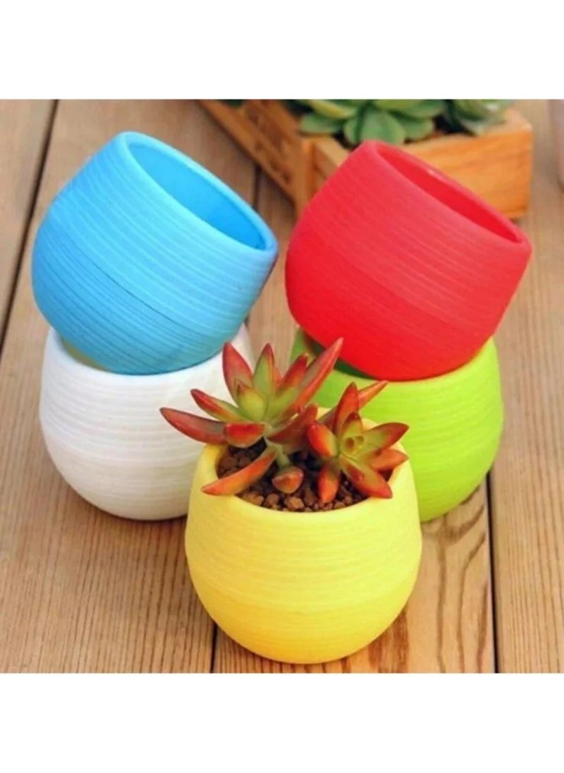 BarkoFix 5 Pieces Flower Pot Cactus Pot Elvan Flower Pot Tiny Small Mixed Color Flower Pot 0,13 Liter