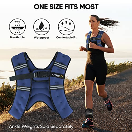 APEXUP 10lbs Weighted Vest Men Women, Weight Vest for Women Workout Equipment for Strength Training Running (Blue) - Image 5