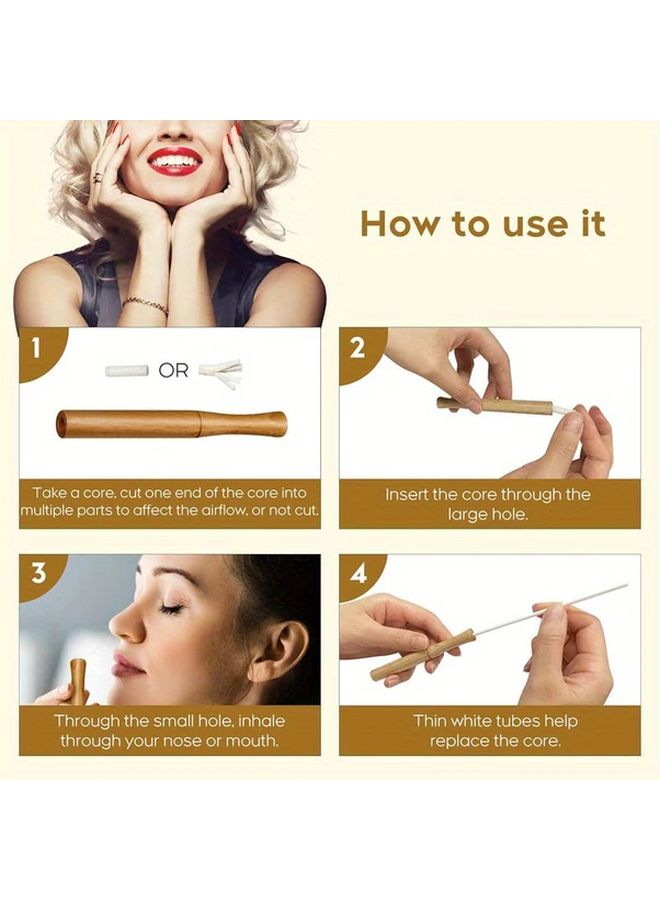 With Wooden Stick Stylish 2-In-1 Aromatherapy Inhaler For Essential Oil Quit Smoking Support Personal Diffuser - Image 2
