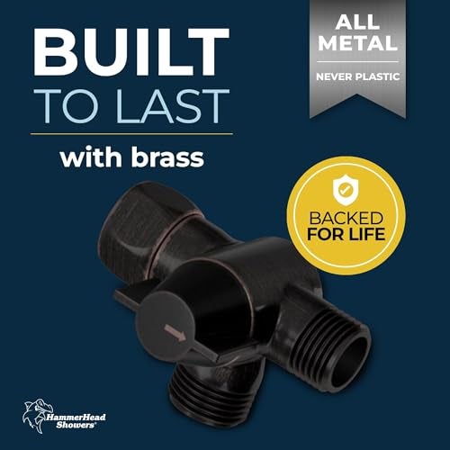 HammerHead Showers Solid Metal 3-Way Shower Diverter Valve, Connects Fixed and Handheld to Shower Arm, Splitter for Dual Shower Head, Oil Rubbed Bronze - Image 2