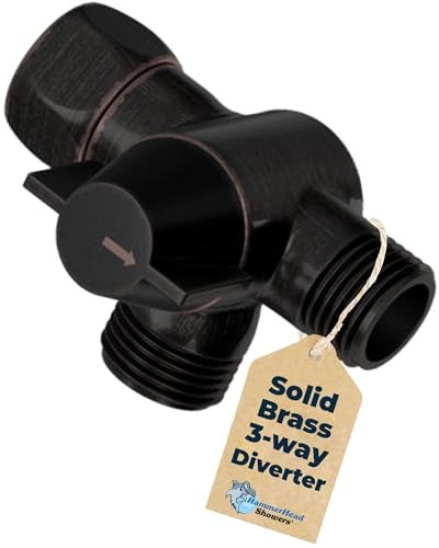 HammerHead Showers Solid Metal 3-Way Shower Diverter Valve, Connects Fixed and Handheld to Shower Arm, Splitter for Dual Shower Head, Oil Rubbed Bronze - Image 1