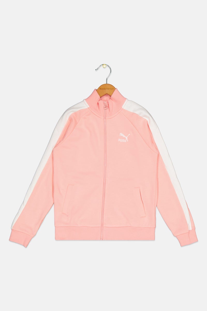 PUMA Kids Girl Brand Logo Outdoor Sweatshirt, Pink/White  - Image 1