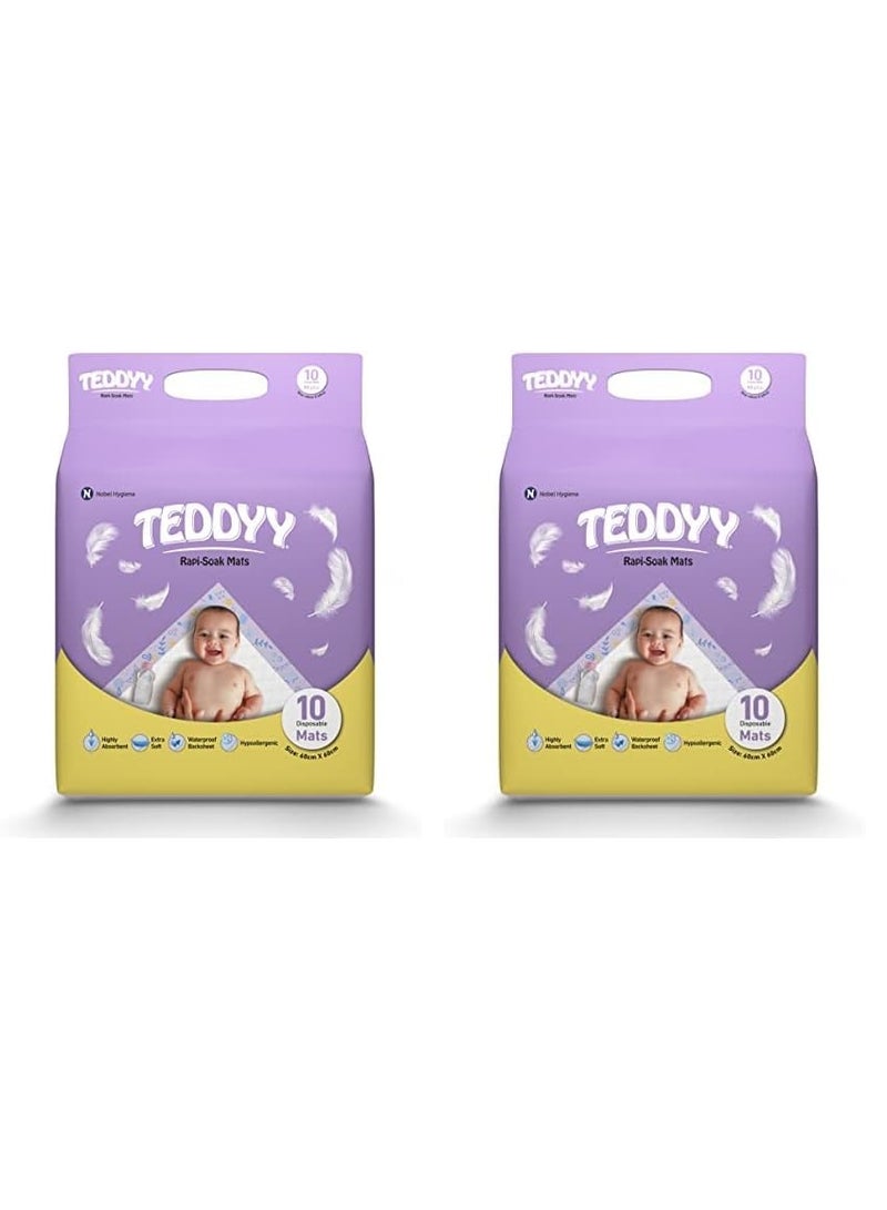 TEDDYY Baby Disposable Rapi-Soak Mats Size - 60 X 60 Cm - 10 counts (Pack of 2) - Image 3