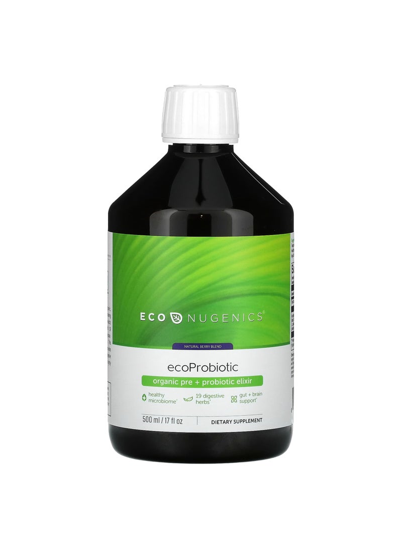 EcoProbiotic, Organic Pre + Probiotic Elixir, Natural Berry, 17 fl oz (500 ml)