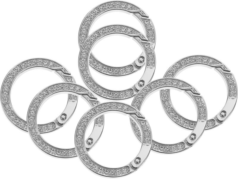 8pcs Rhinestone Metal Key Rings Set with Spring round Buckle, Small DIY Keychain Accessories for Car Keys and Crafts Organizer - Image 1
