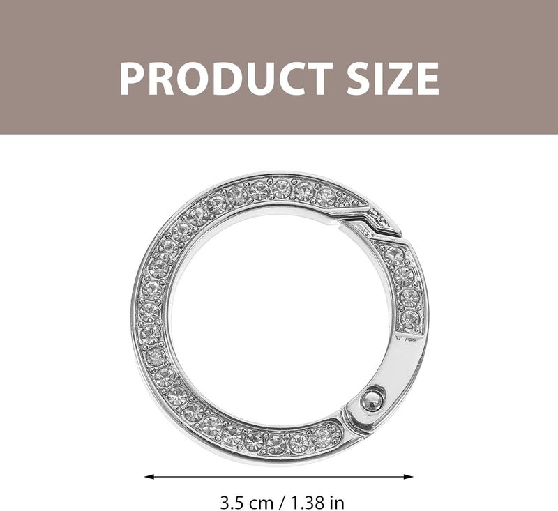 8pcs Rhinestone Metal Key Rings Set with Spring round Buckle, Small DIY Keychain Accessories for Car Keys and Crafts Organizer - Image 2
