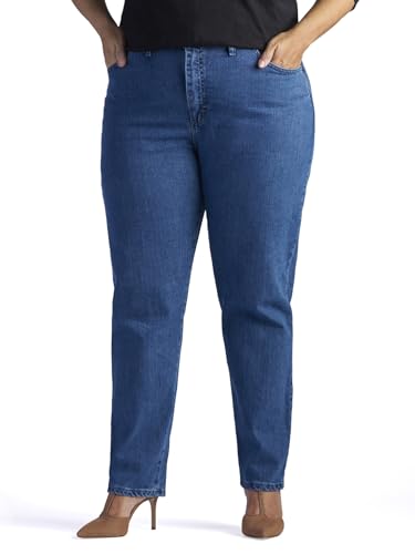 Lee womens Plus Size Relaxed Fit Side Elastic Tapered Leg jeans, Pepper Stone, 26 US - Image 4