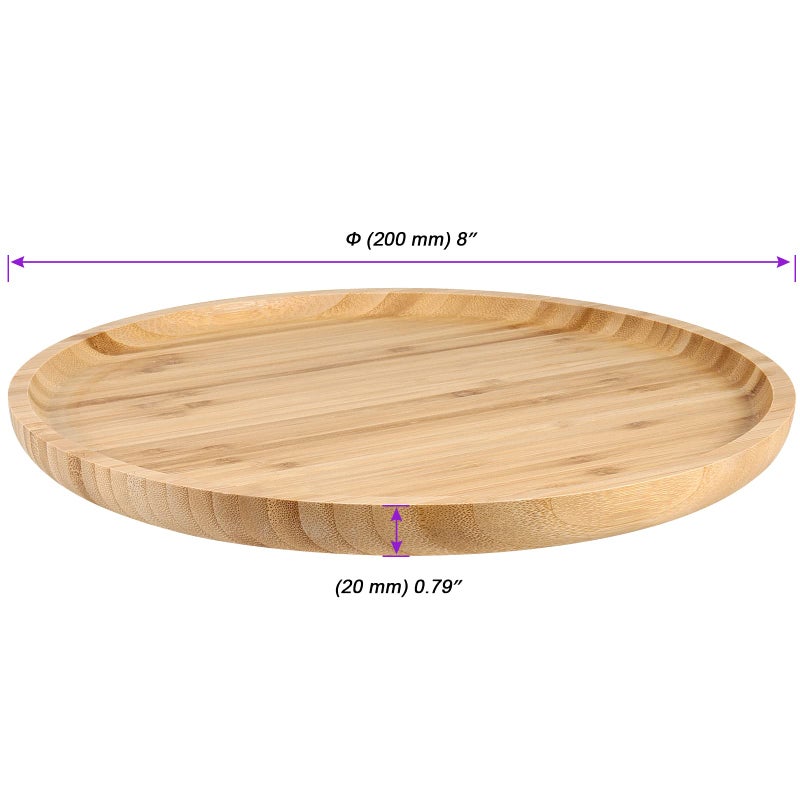 JOIKIT 3 Pack 8 Inch Bamboo Round Platter, Fine Polished Round Wood Plates Bamboo Serving Tray for Holding Fruit, Bread, Cheese, Nut, Coffee, Tea, Plant Saucer - Image 2