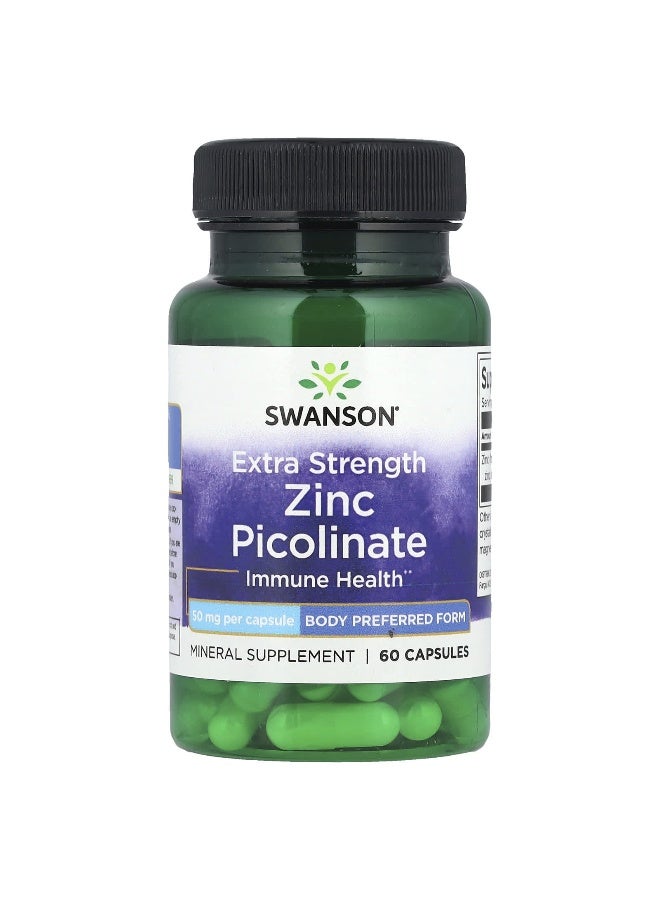 SWANSON Swanson, Zinc Picolinate, Extra Strength , 50 mg, 60 Capsules 