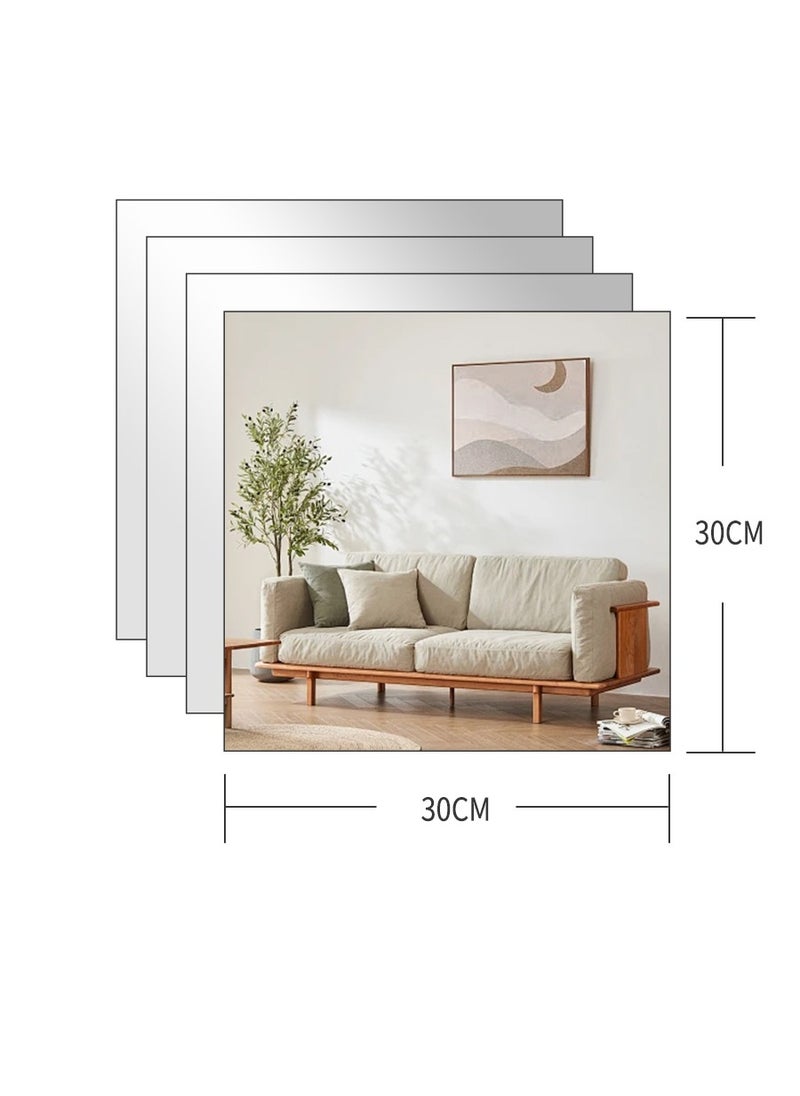 Beirui 30X30cm X 4 Pieces Dressing Mirror, Full Body Mirror, Rectangular Glass Wall Mirror, Bedroom Living Room Makeup Mirror  - Image 2