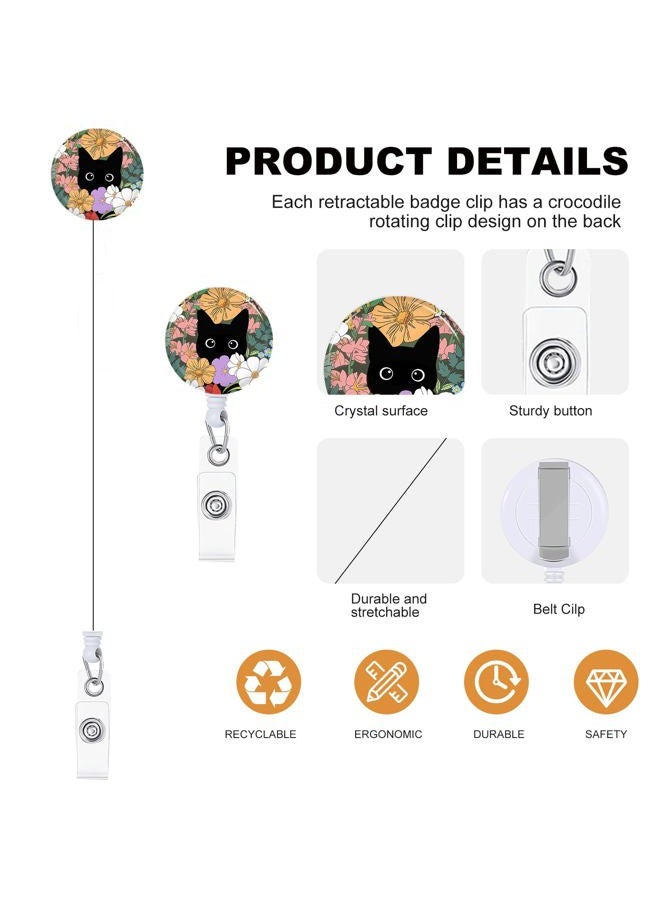 NICCCARD 3 Set Cat Hiding in The Flowers ID Badge Holder with Clip Badge Reels Retractable Heavy Duty,Keychain，ID Holder for School Nurse Office - Image 3